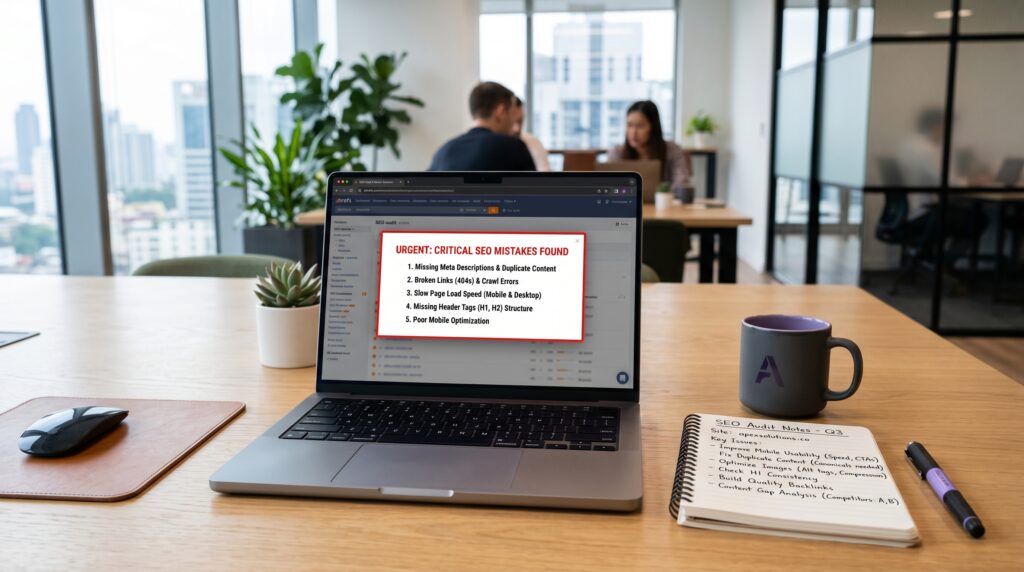 Checklist de errores SEO frecuentes que hacen invisible tu negocio