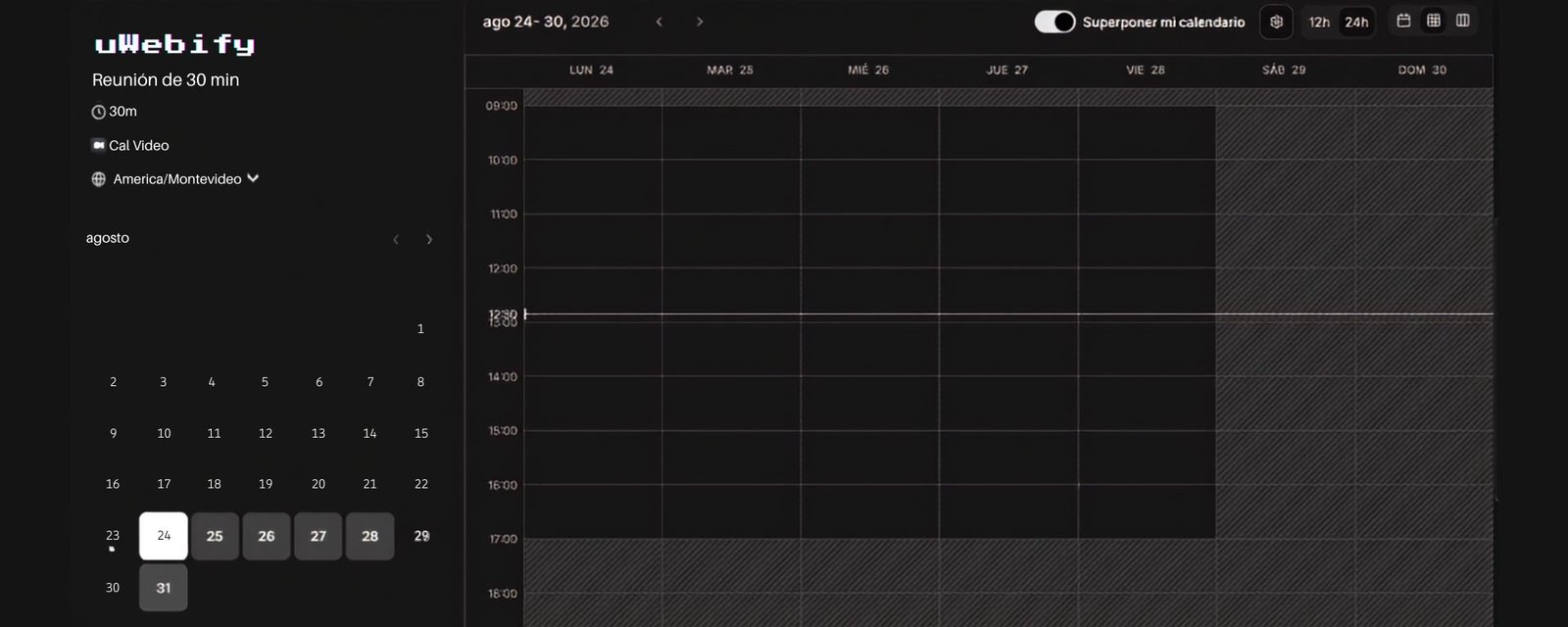 Calendario uAgenda — vista 3