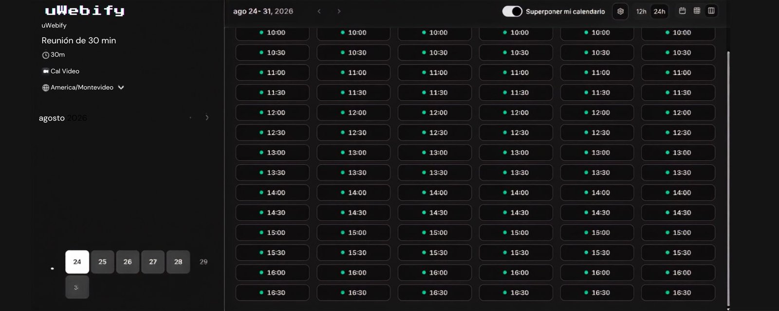 Calendario uAgenda — vista 4