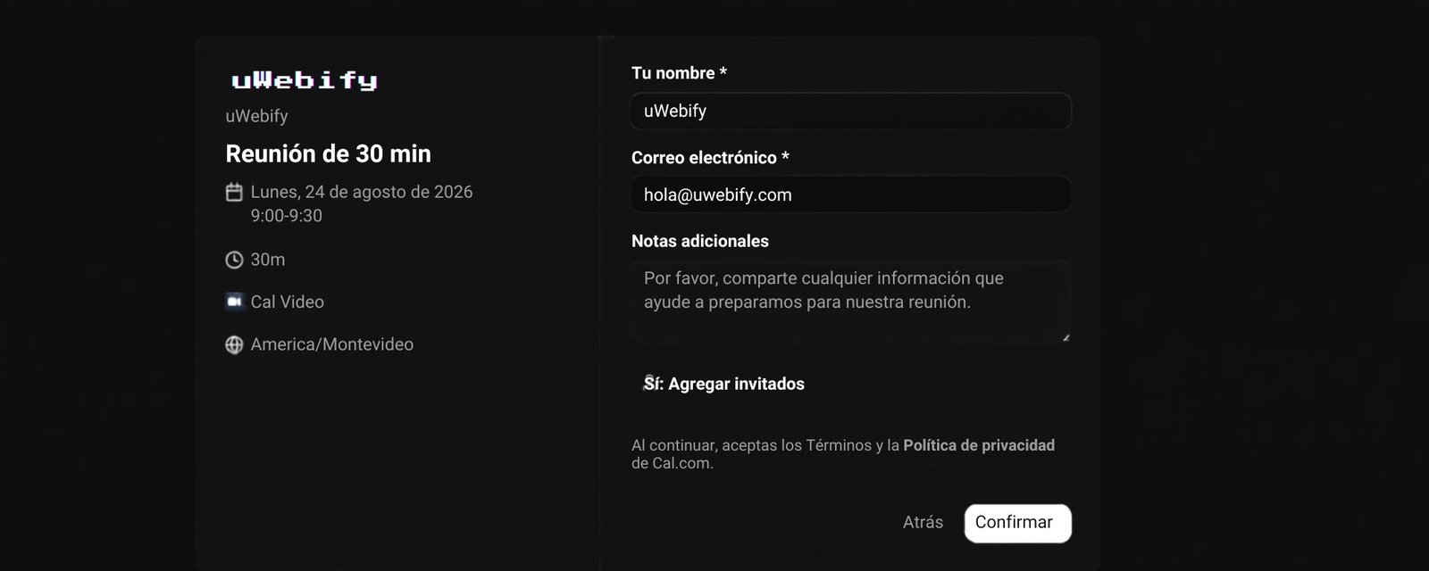 Calendario uAgenda — vista 5