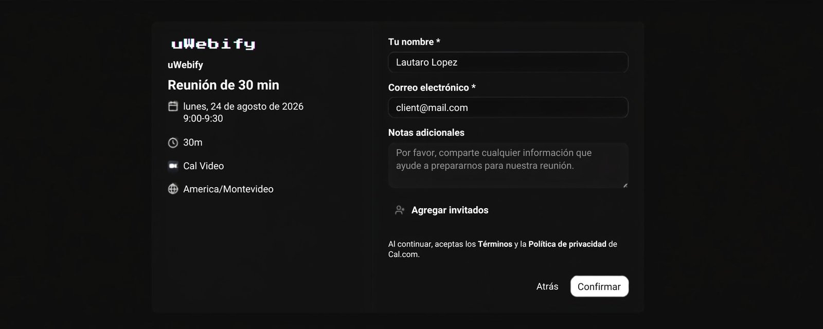 Calendario uAgenda — vista 6