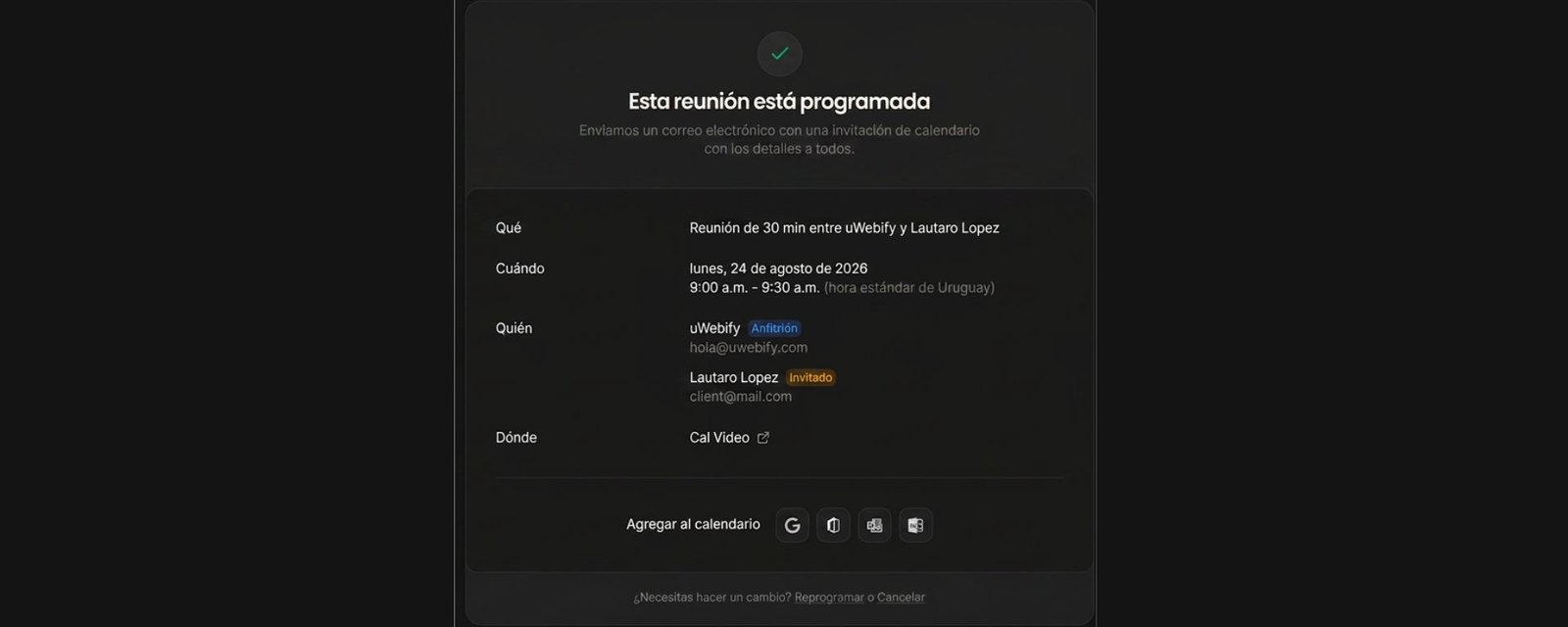 Calendario uAgenda — vista 7